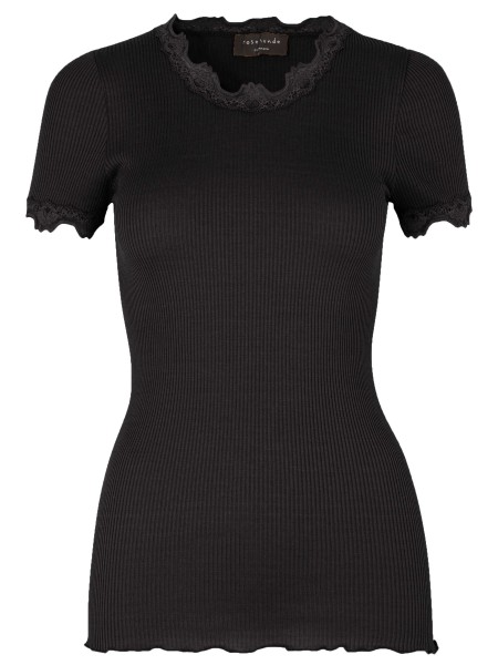 Rosemunde / Silk T-Shirt w/Lace / Black