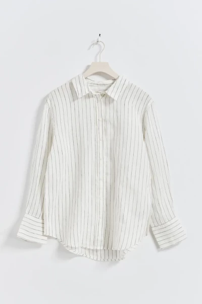Gina Tricot / Linen shirt / Off White / Stripe