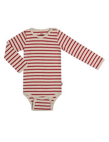Mads Nørgaard Baby, Soft Striped Rib Body, Red/Nature Melange