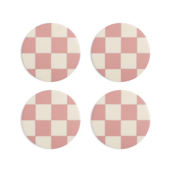 LAGERVERKAUF &klevering / Coaster check pink set of 4