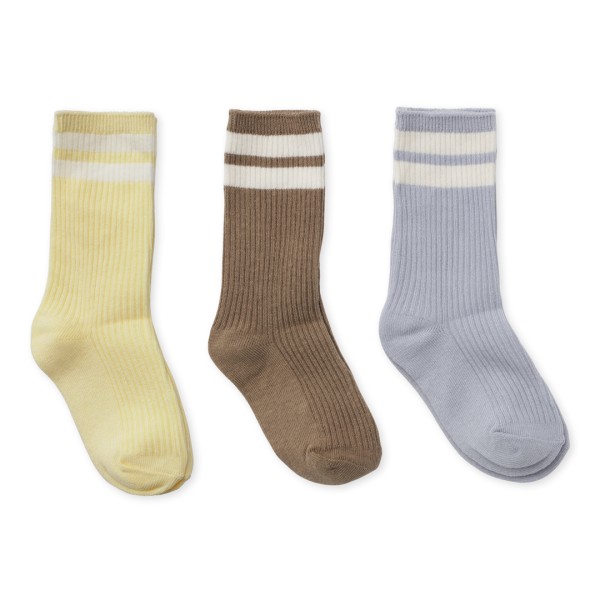 Konges Sløjd / 3-Pack Rib Stripe Socks / Gray Dawn