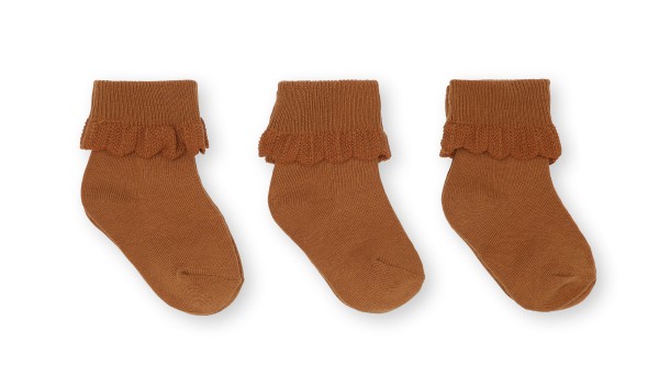 Konges Sløjd / 3 Pack Lace Socks / Leather Brown
