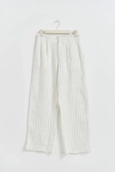 Gina Tricot / Linen trousers / Off White / Stripe
