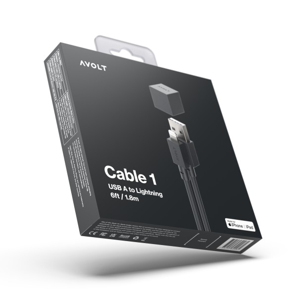 AVOLT / Cable 1 Stockholm Black USB A to Lightning