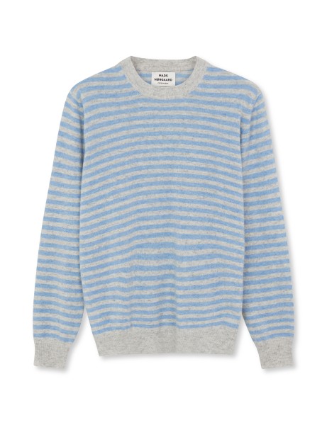 Mads Nørgaard / Eco Wool Stripe Kasey Sweater / Powder Blue Melange/Bright Gre