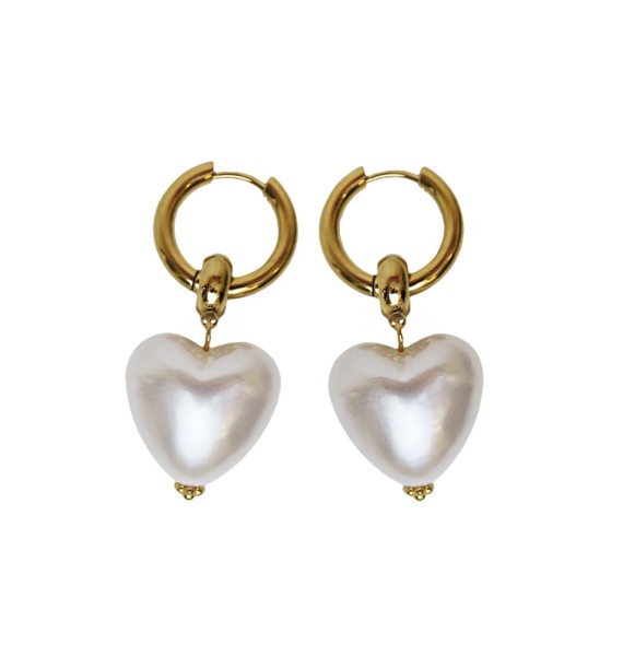 WOS / I heart you earrings pearl