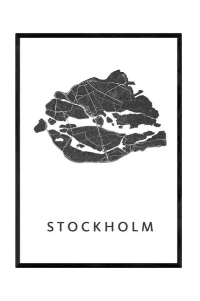 Art in Maps, Stockholm - gerahmter Stadtplan, B2