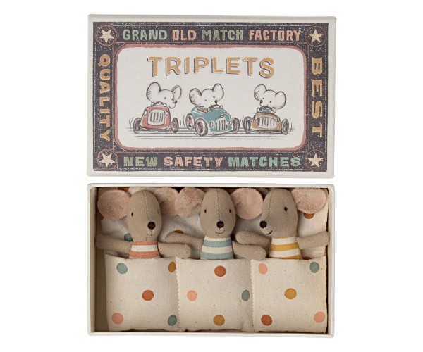 Maileg / Triplets / Baby mice in matchbox
