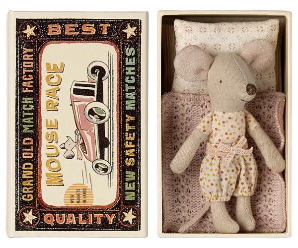 Maileg / Little sister mouse in matchbox