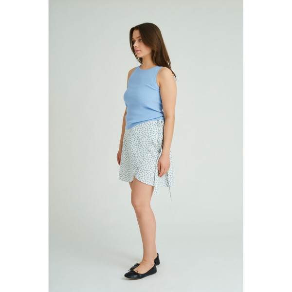 A-View / Peony short wrap skirt / White/Blue