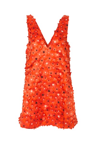 Stine Goya / Elena 3D Embroidery Nylon Dress / Orange Blossom