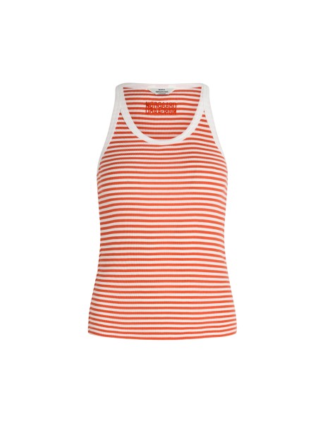 Mads Nørgaard / 2x2 Cotton Stripe Carry Top / Cherry Tomato/White