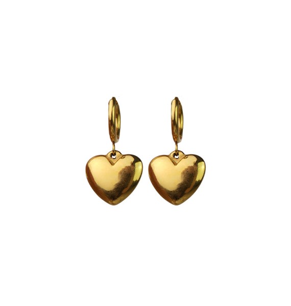 WOS / heart drop earrings gold