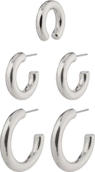 Pilgrim, RECONNECT, Chunky Hoops and Ear Cuff 3 in 1, versilbert