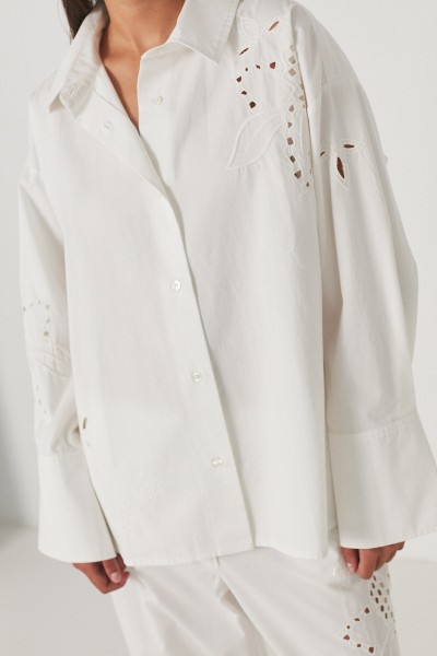 Rabens Saloner / Lotus lace shirt - Ika / Off white