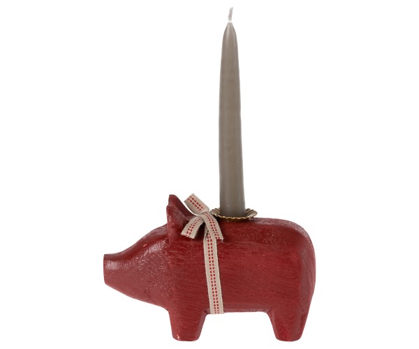 Maileg / Wooden pig, Small - Red