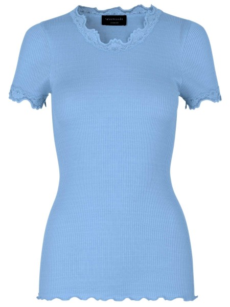Rosemunde / Silk T-Shirt w/Lace / Heaven Blue