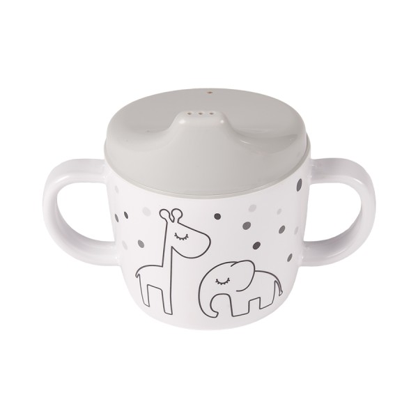 Done by Deer, 2-handle spout cup Dreamy dots Grey