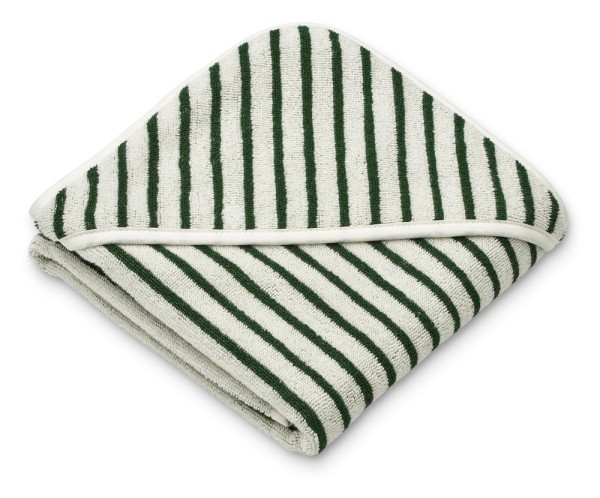 Liewood / Alba hooded baby towel yarn dyed / Y/D stripes Garden green / Creme de la creme