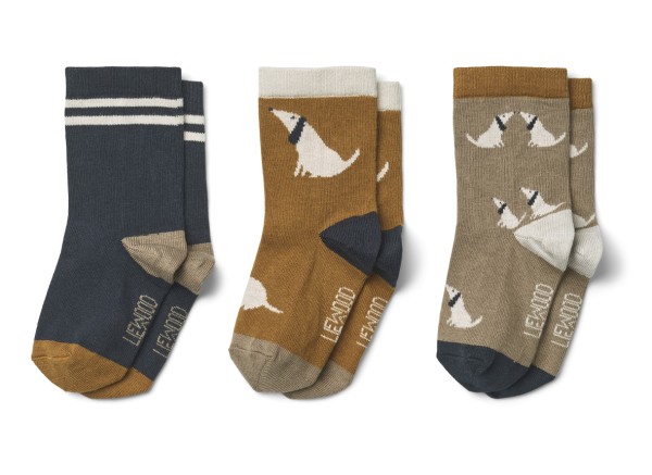 Liewood / Silas socks 3-pack / Dog - Oat Mix