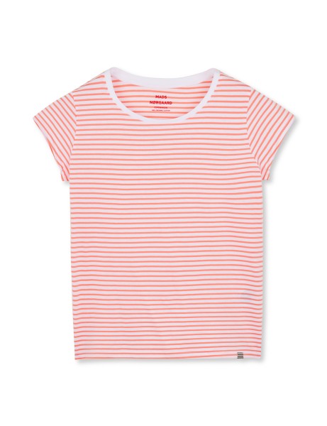 Mads Nørgaard / Organic Jersey Stripe Teasy Tee FAV / Brilliant White/Shell Pink