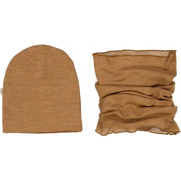 Wheat / Wool Hat & Neckwarmer Arta / clay melange