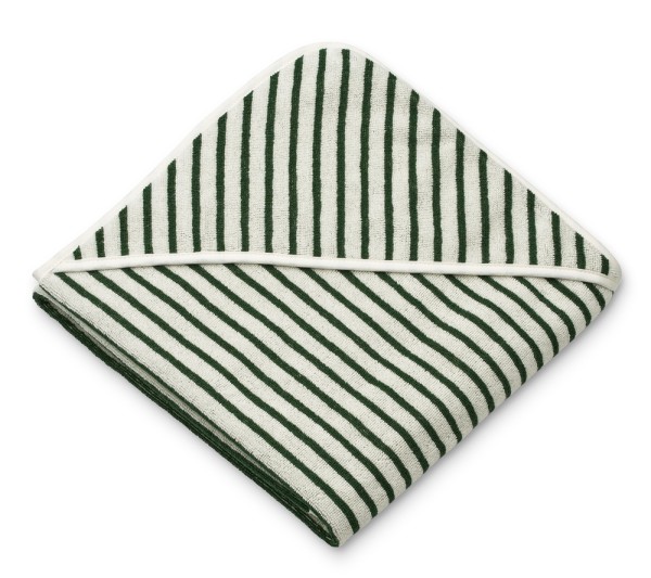 Liewood / Louie hooded towel yarn dyed / Y/D stripes Garden green / Creme de la creme